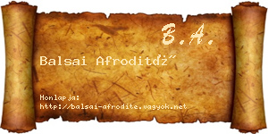 Balsai Afrodité névjegykártya